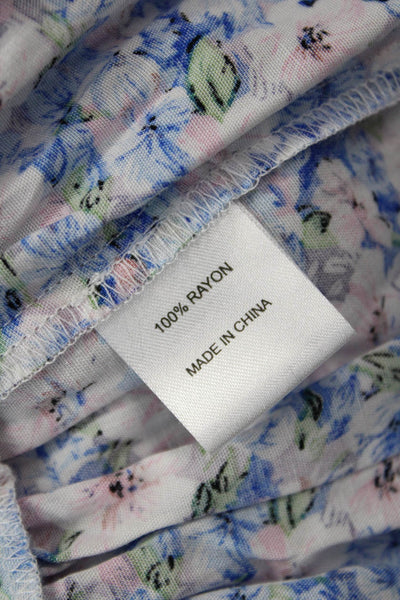 Designer Women Blue 100% Rayon Floral Peasant Mini Skirt Size M