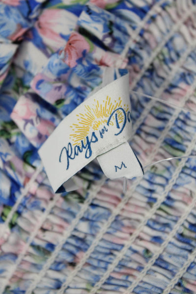 Designer Women Blue 100% Rayon Floral Peasant Mini Skirt Size M
