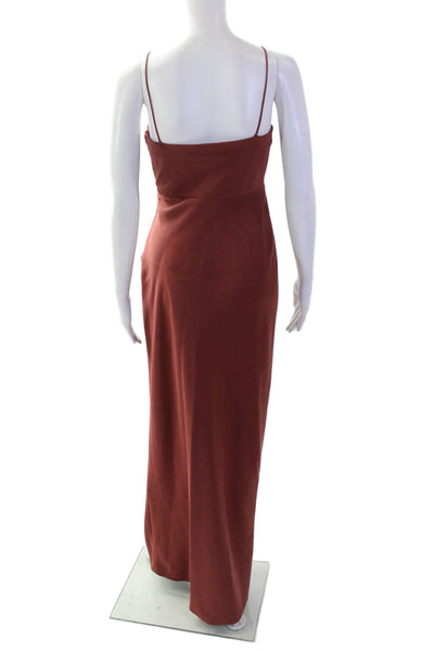 BHLDN Womens Slip Wrap Dress Brown V-Neck Sleeveless Long Size 2