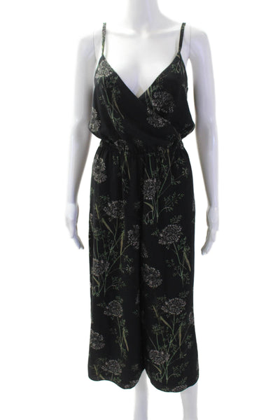 Wilfred Womens Jumpsuit Black Floral V-Neck Sleeveless Polyester Size XS