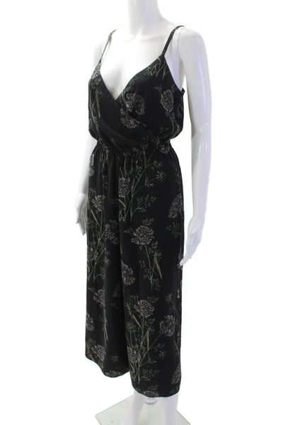 Wilfred Womens Jumpsuit Black Floral V-Neck Sleeveless Polyester Size XS