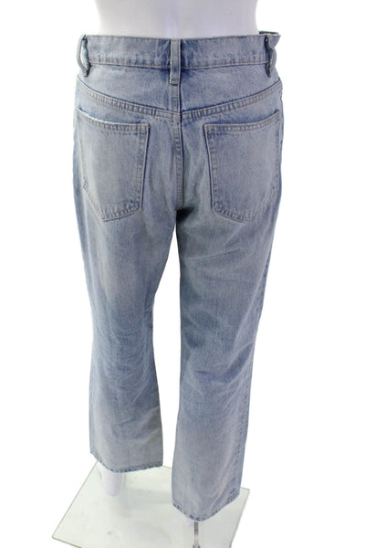Zara Unisex Light Blue Cropped Straight Cotton Jeans Size 4