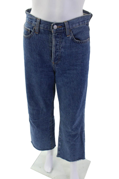 Denim Forum Unisex Cropped Wide-Leg Dark Blue High-Rise Jeans Size 26