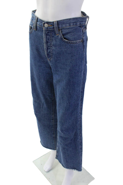 Denim Forum Unisex Cropped Wide-Leg Dark Blue High-Rise Jeans Size 26
