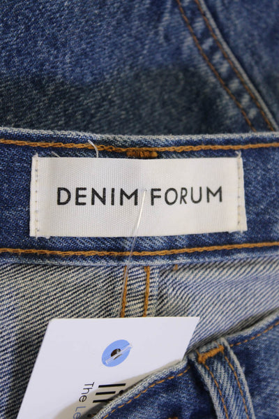 Denim Forum Unisex Cropped Wide-Leg Dark Blue High-Rise Jeans Size 26