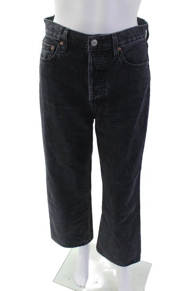 Denim Forum Women Cropped Wide-Leg Dark Gray Jeans Size 26