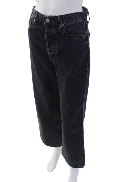 Denim Forum Women Cropped Wide-Leg Dark Gray Jeans Size 26