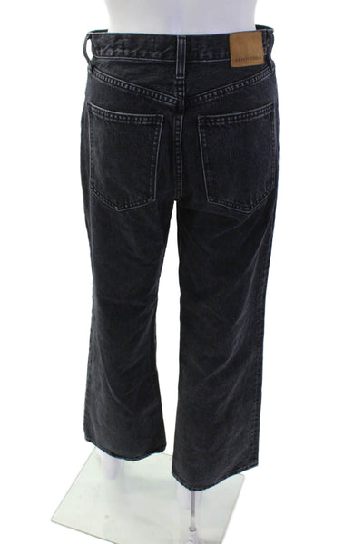 Denim Forum Women Cropped Wide-Leg Dark Gray Jeans Size 26