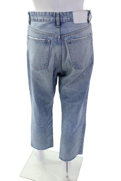 Zara Women Cropped Mom High Rise Light Blue Jeans Size 4