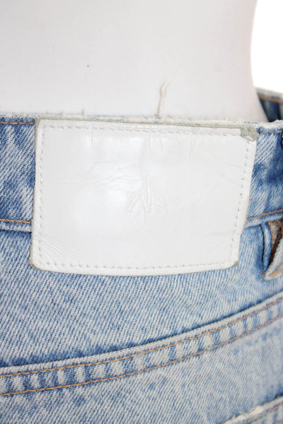 Zara Women Cropped Mom High Rise Light Blue Jeans Size 4
