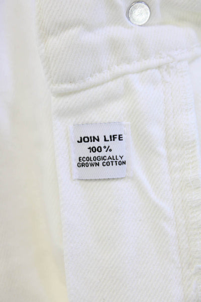 Zara Women White Cropped Pants Mid Rise Button Fly Size 2