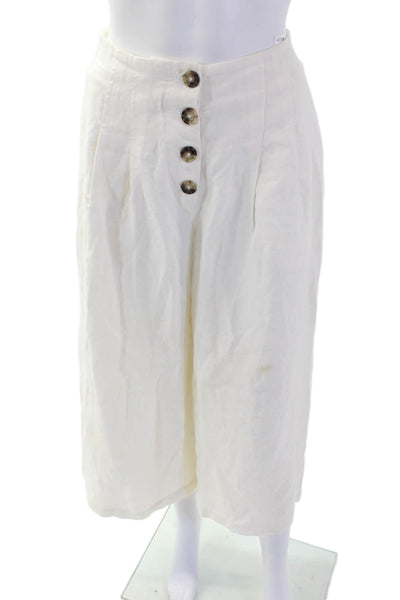 Wilfred Womens Bohemian Cropped White Pants 66% Lyocell 34% Linen Size 2