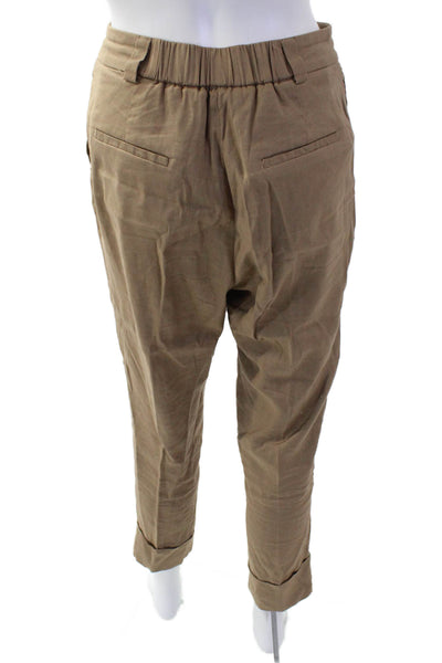 Peserico Womens Ankle Cropped Khakis Beige Hook & Eye Size 40