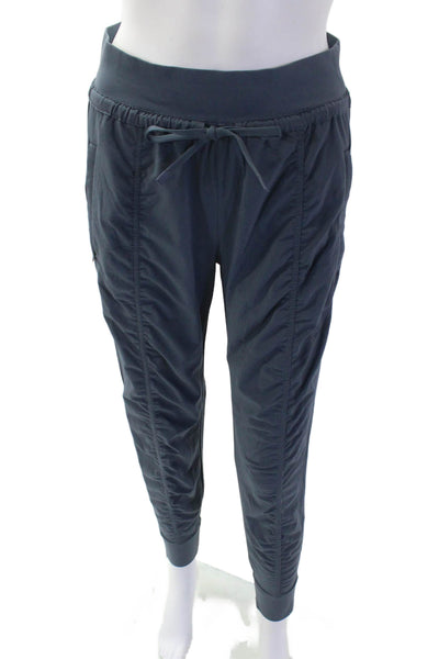 Athleta Womens Drawstring High Rise Ruched Cuff Ankle Jogger Pants Gray Size 4