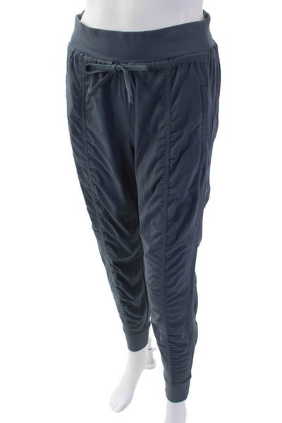 Athleta Womens Drawstring High Rise Ruched Cuff Ankle Jogger Pants Gray Size 4