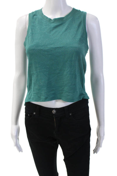 Lululemon Women Cropped Green Geometric Nylon Crewneck Tank Size 4