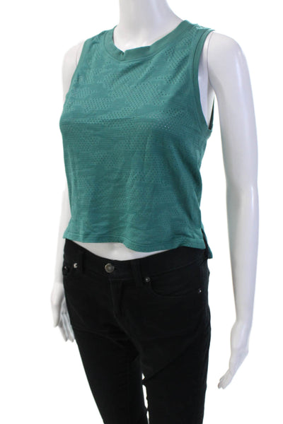 Lululemon Women Cropped Green Geometric Nylon Crewneck Tank Size 4