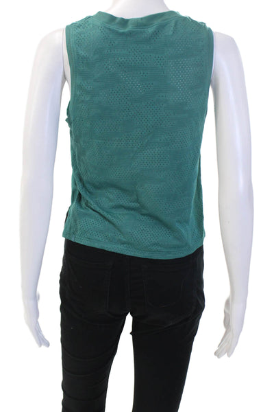 Lululemon Women Cropped Green Geometric Nylon Crewneck Tank Size 4