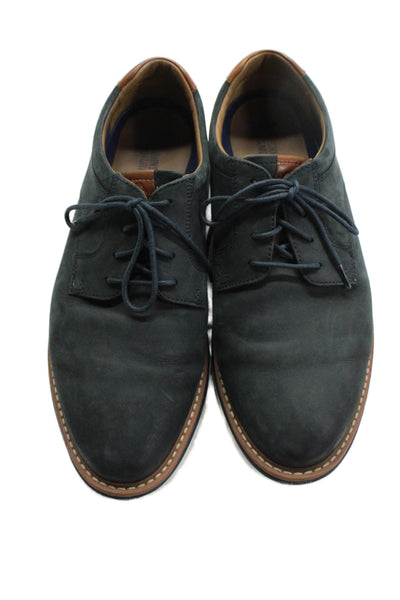 Johnston & Murphy Mens Suede Lace Up Oxford Shoes Navy Blue Size 9 Medium
