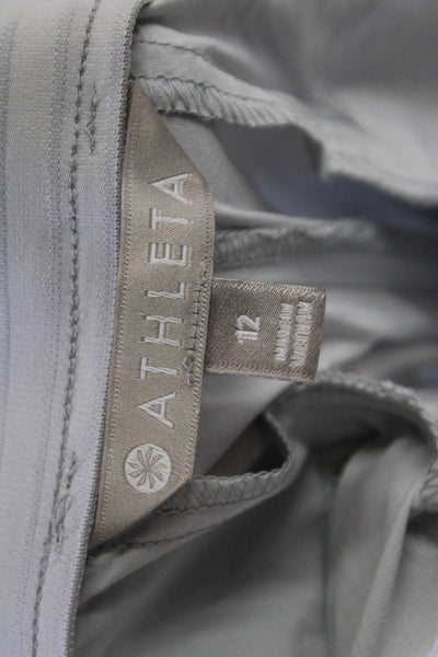 Athleta Women Gray Cropped Pants Button Closure Size 12