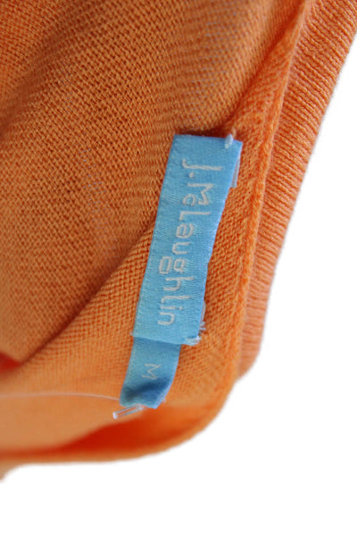 J. Mclaughlin Womens Basic V-Neck 3/4 Sleeve Orange T-Shirt Size M