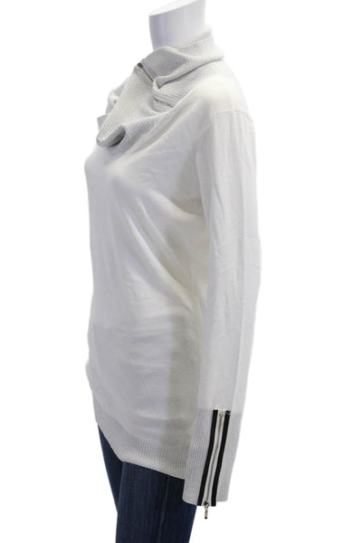 Frank Lyman Women Pullover Sweater White Turtleneck Long Sleeve Size M