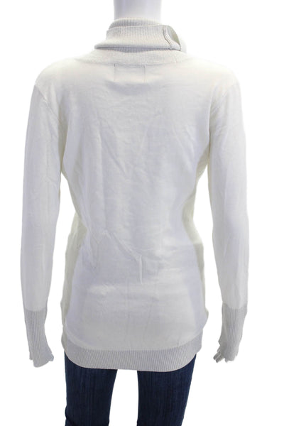 Frank Lyman Women Pullover Sweater White Turtleneck Long Sleeve Size M