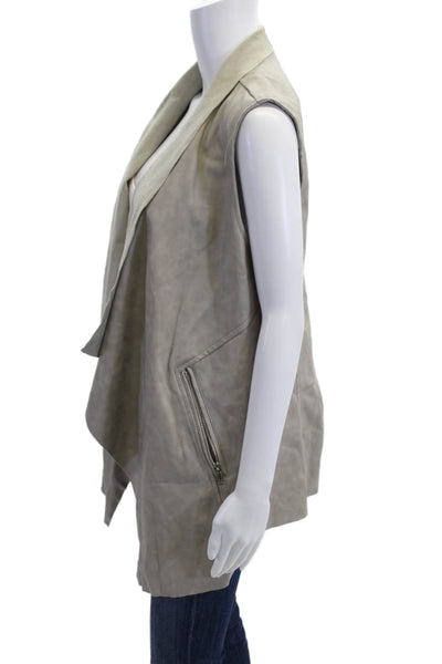 T Tahari, Womens Gray Zip Sleeveless Vest Size M