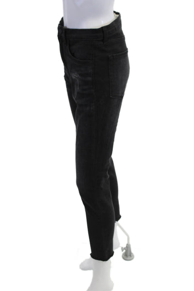 Nili Lotan Women Ankle Cropped Skinny Mid-Rise Black Jeans Size 27