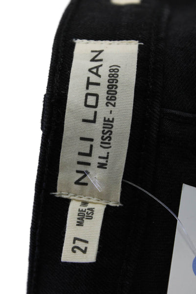 Nili Lotan Women Ankle Cropped Skinny Mid-Rise Black Jeans Size 27