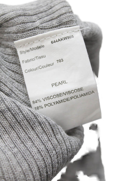 Michael Kors Women Gray Ribbed Tunic Tank Top Round Neck Viscose Size M