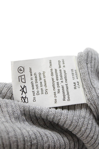 Michael Kors Women Gray Ribbed Tunic Tank Top Round Neck Viscose Size M
