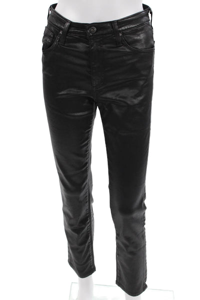 Adriano Goldschmied Women Cropped Ankle Biker Black Pants Size 25