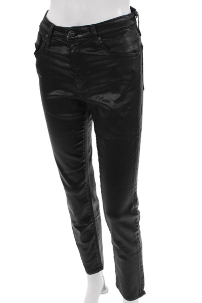 Adriano Goldschmied Women Cropped Ankle Biker Black Pants Size 25