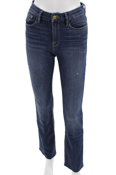 Frame Women Designer Straight Jeans Dark Blue Mid Rise Size 26
