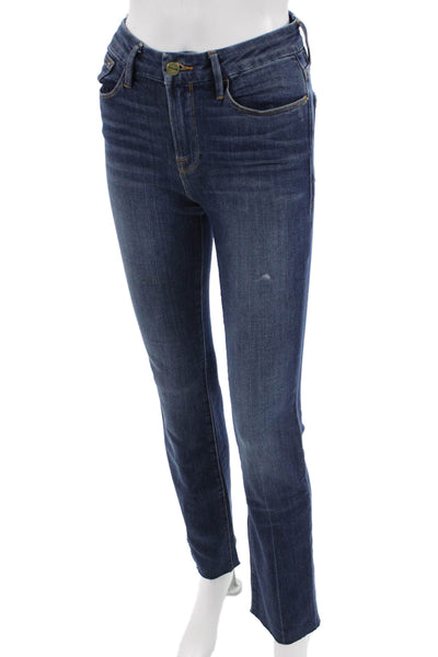 Frame Women Designer Straight Jeans Dark Blue Mid Rise Size 26