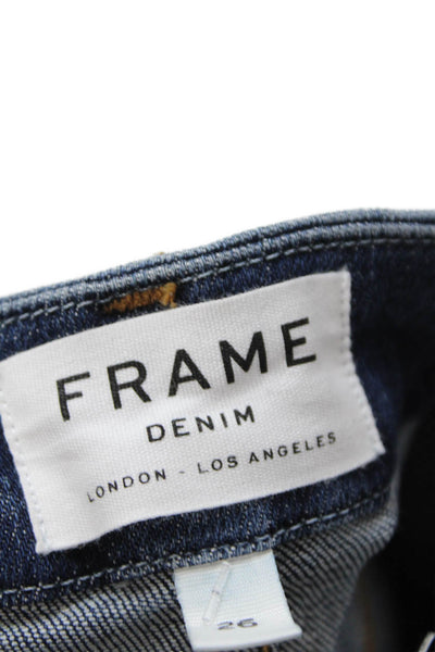 Frame Women Designer Straight Jeans Dark Blue Mid Rise Size 26
