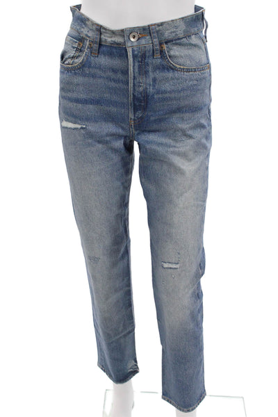 Rag & Bone Women Cropped Straight Jeans Blue Mid Rise 28 Inseam Size 24