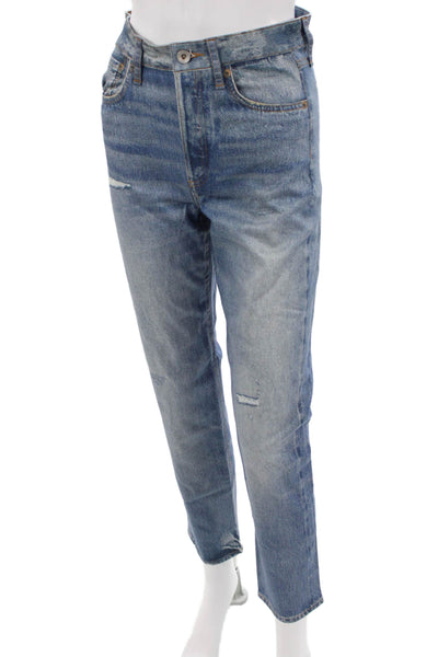 Rag & Bone Women Cropped Straight Jeans Blue Mid Rise 28 Inseam Size 24