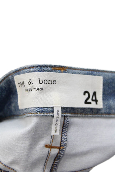 Rag & Bone Women Cropped Straight Jeans Blue Mid Rise 28 Inseam Size 24