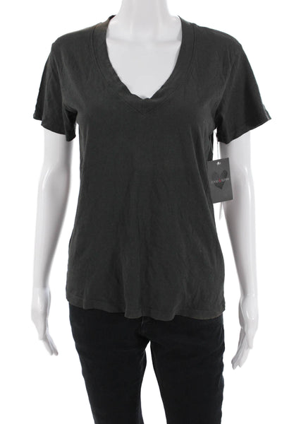 Generation Love Women Black V-Neck Basic T-Shirt Short Sleeve Size XS