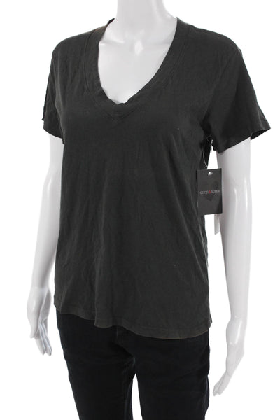 Generation Love Women Black V-Neck Basic T-Shirt Short Sleeve Size XS