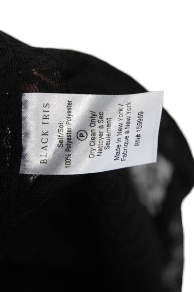 Black Iris Women Black Floral Crew Neck Long Sleeve Blouse Size 2