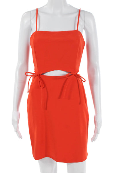 Adelyn Rae Womens Bodycon Mini Dress Orange Square Neck Sleeveless Size S