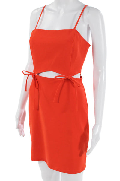 Adelyn Rae Womens Bodycon Mini Dress Orange Square Neck Sleeveless Size S