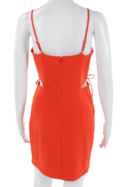 Adelyn Rae Womens Bodycon Mini Dress Orange Square Neck Sleeveless Size S