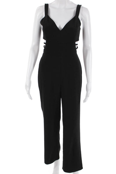Adelyn Rae Women Sleeveless V-Neck Black Cutout Jumpsuit Size XS