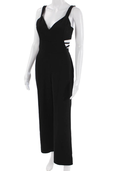 Adelyn Rae Women Sleeveless V-Neck Black Cutout Jumpsuit Size XS
