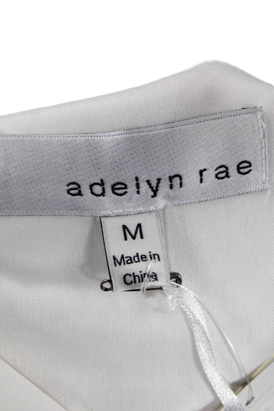 Adelyn Rae Women Bodysuit White V-Neck Short Sleeve Polyester Size M