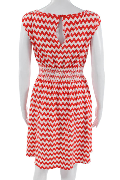 Kate Spade Women Fit & Flare Sundress Red Geometric Button Front Short Size XS